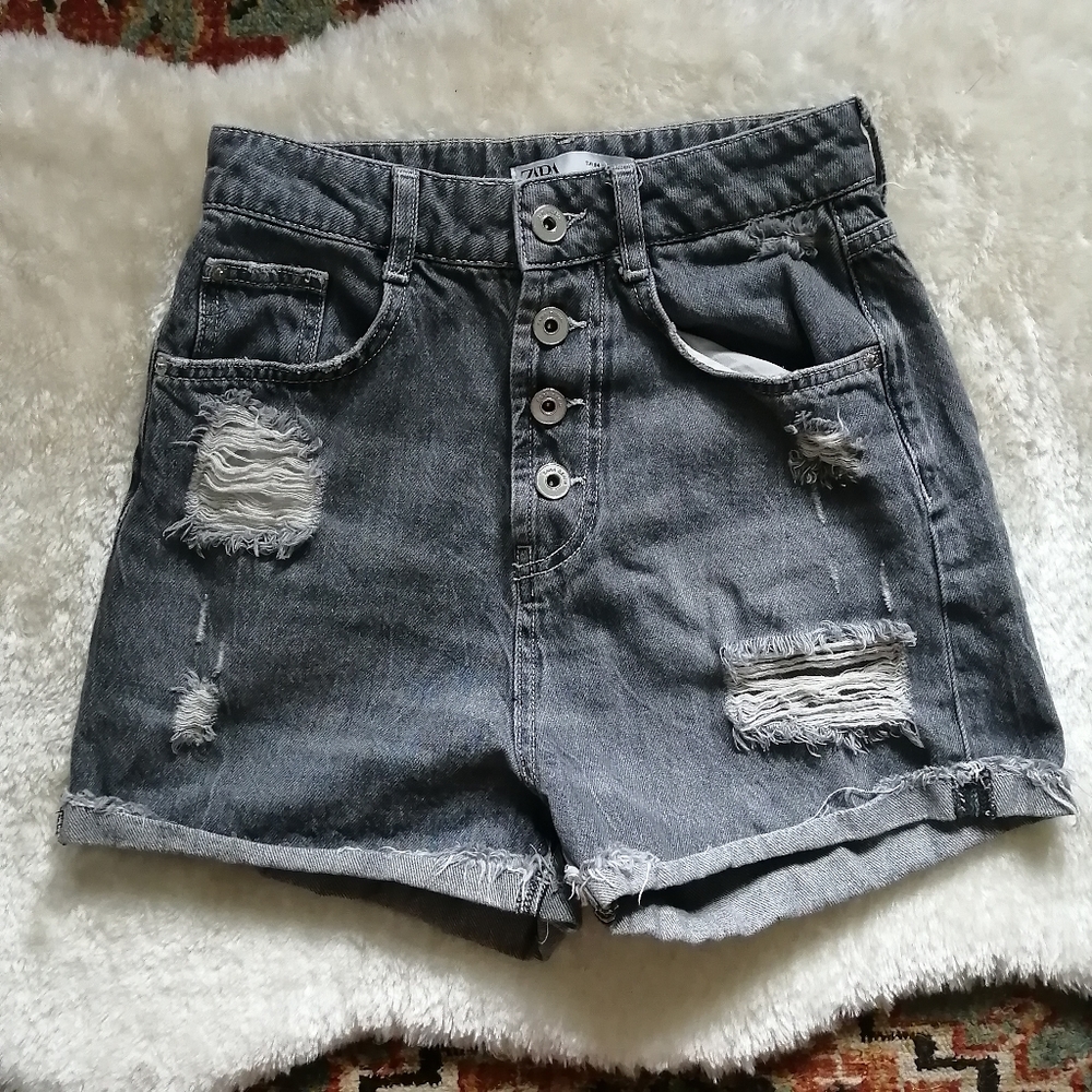 ZARA Distressed High Waisted Shorts